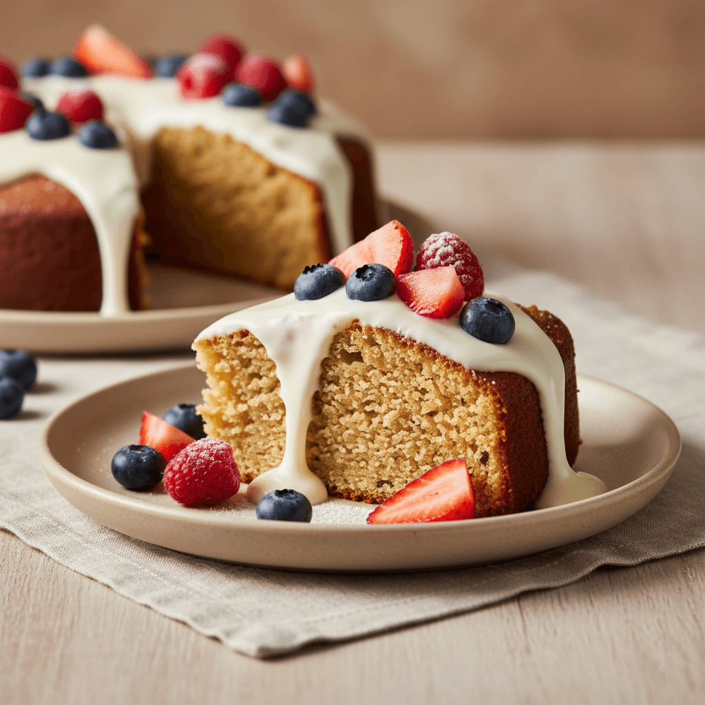 protein cake a healthy dessert in yogurt frosting