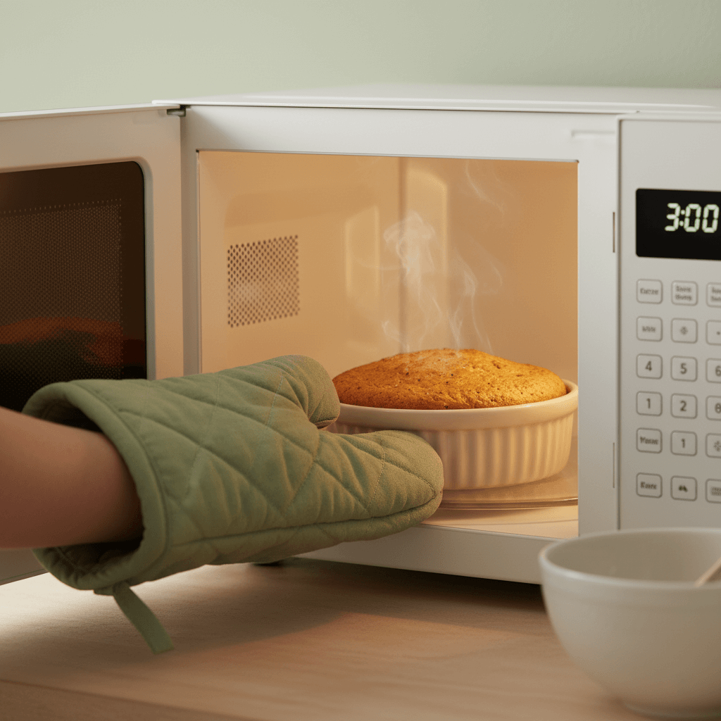 healthy desserts high-protein cake finished baking in under three minutes