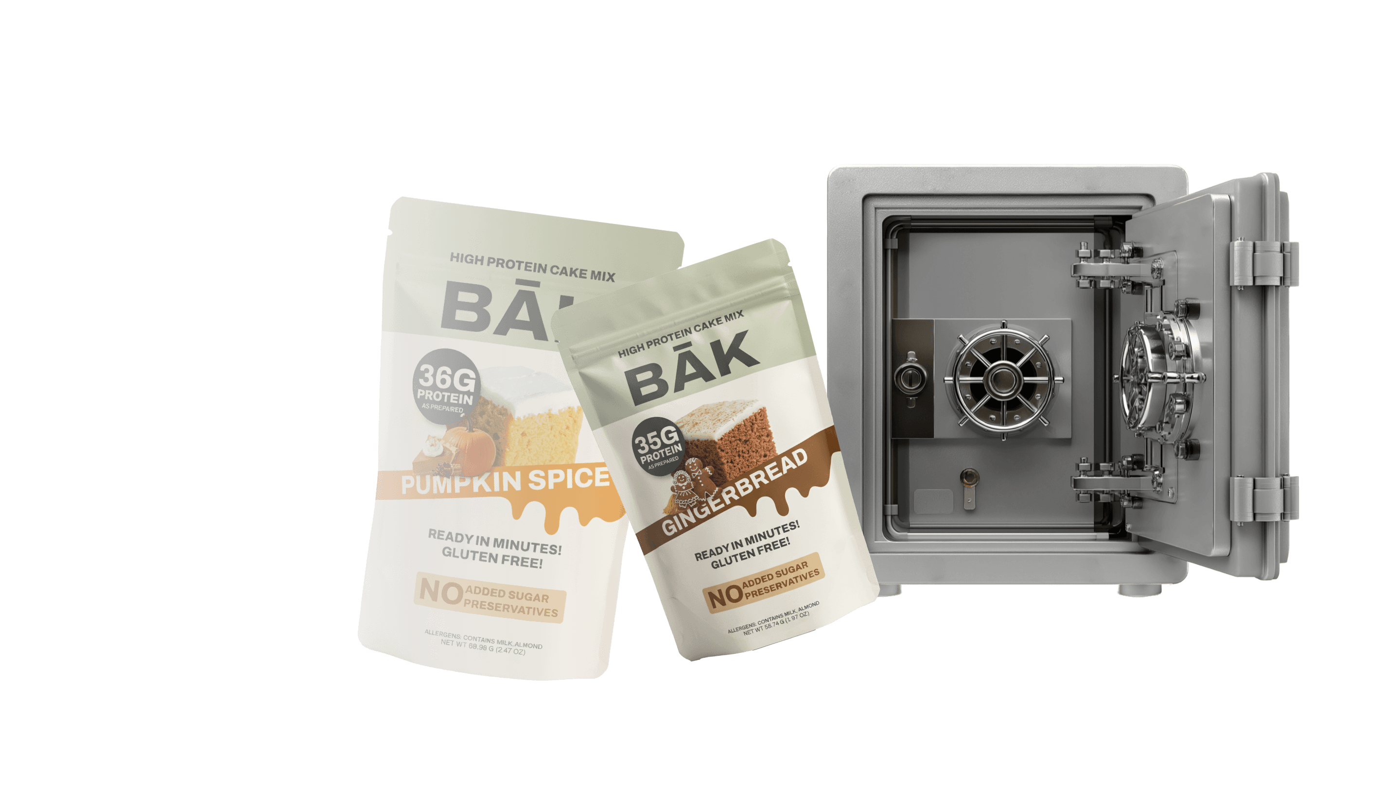 Season Finale! Gone in February! High protein cake mix flavors locked in a safe.